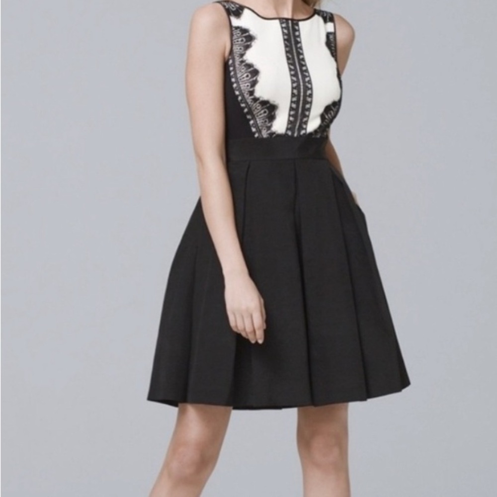 Black and White Lace Trim Dress